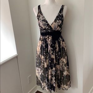 Tracy Reese Silk chiffon floral dress velvet bow